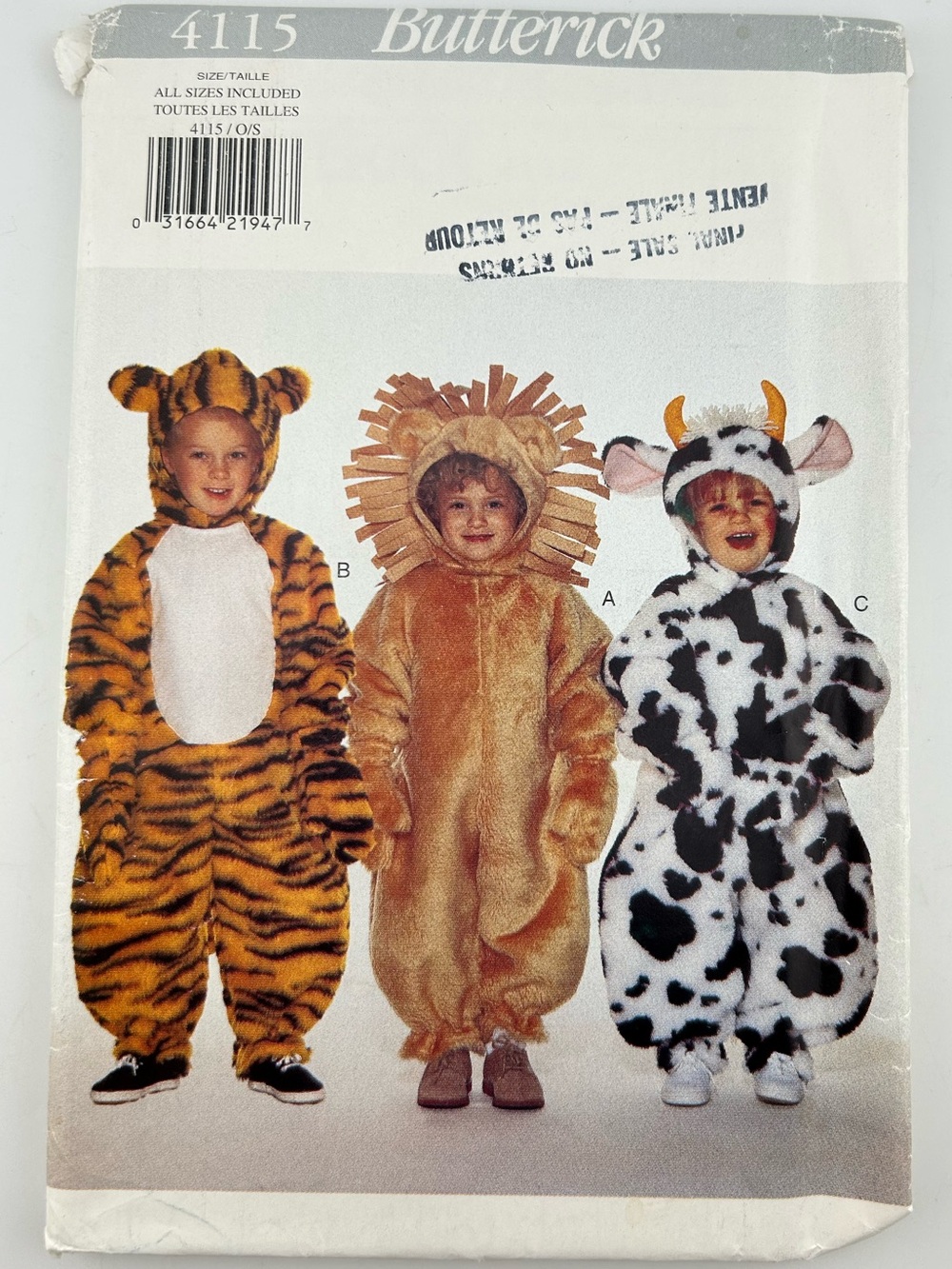 🪡 BUTTERICK Children Costume Sewing Pattern 4115